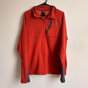 The North Face Mens Size L 1/4 Zip Pullover Jacket Rust Orange Gray Inserts